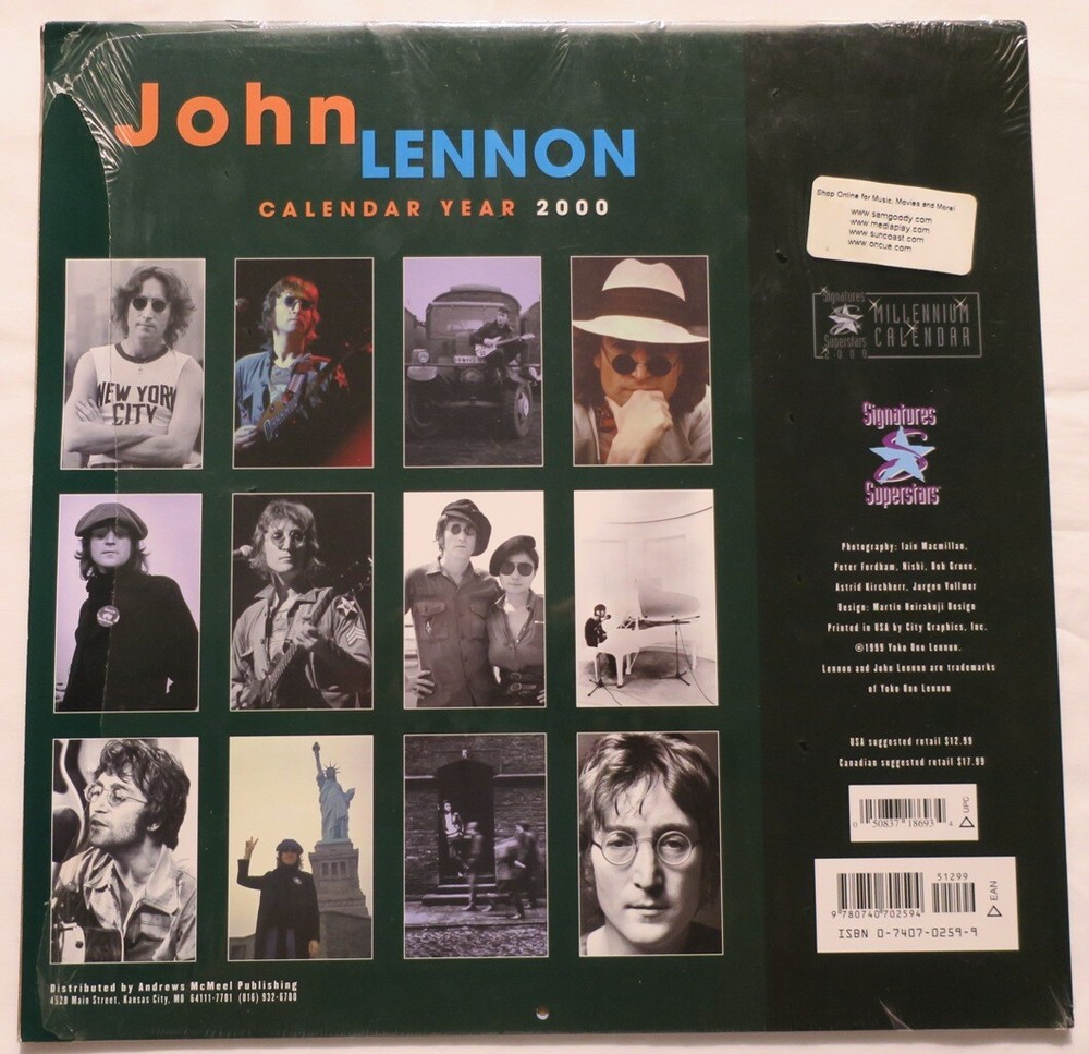John Lennon 2000 Calendar Partially Sealed