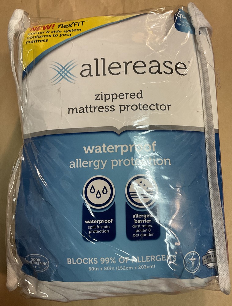 AllerEase Waterproof Allergy Protection Zippered Mattress Protector Queen Size