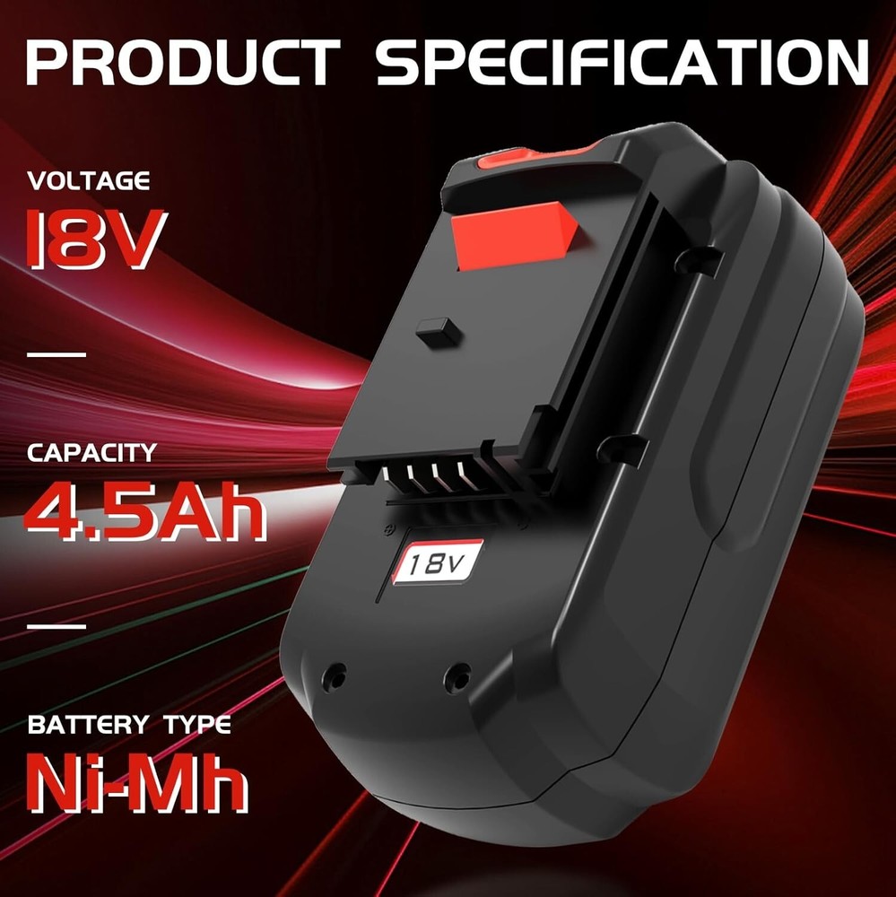 2Pack 18V 4.5Ah Replace Battery for Porter Cable PC18B 18-Volt Cordless Tools
