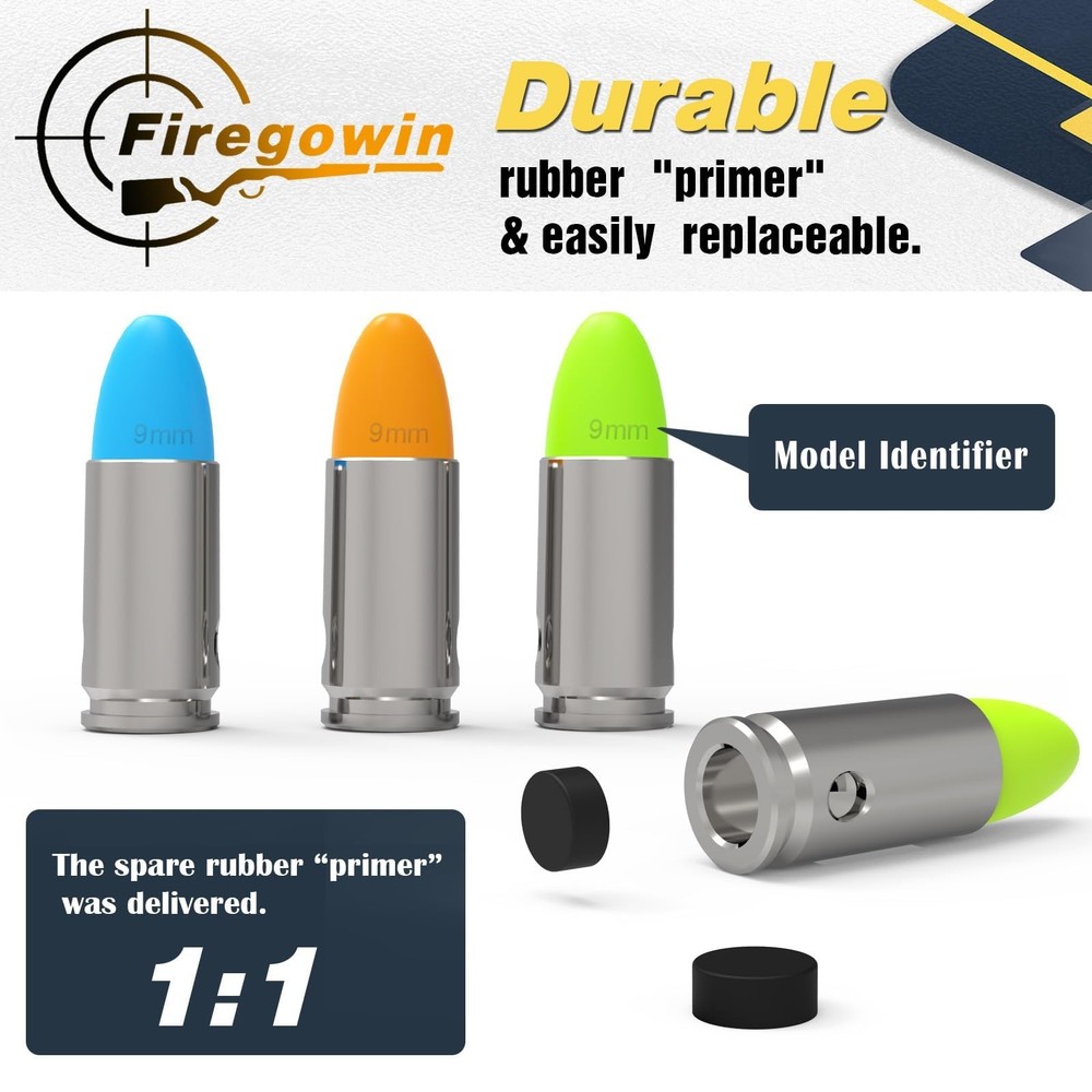 Pro 9mm Dummy Rounds – Training Snap Caps, Reusable Dry Fire Training Round w...