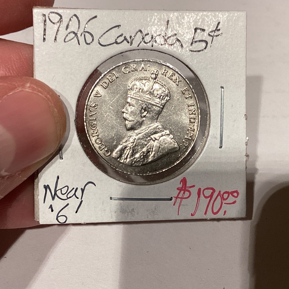 1926 canada 5 cent near 6 AU