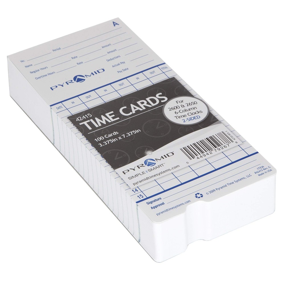 Pyramid Time Systems - Authentic Cards (42415) for 100 pk, Teal/Orange