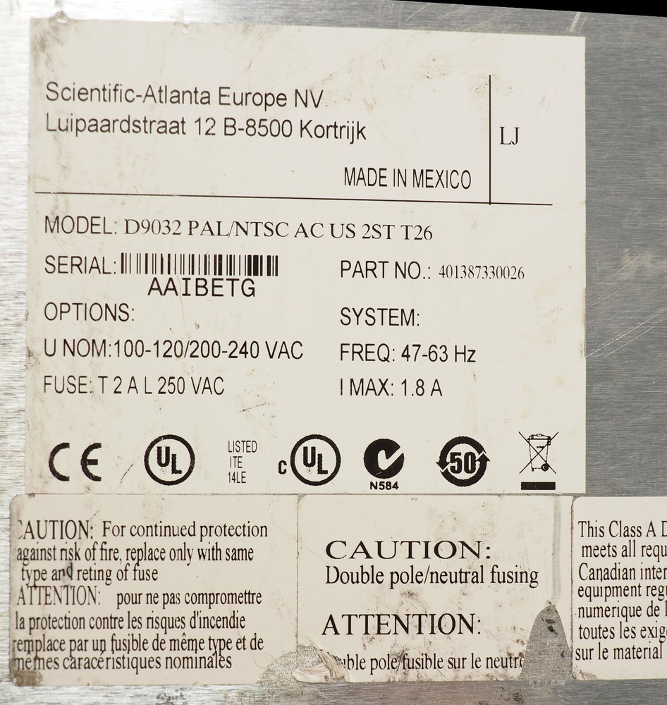 CISCO SCIENTIFIC ATLANTA D9032 BROADCAST BROADBAND MPEG-2 PAL/NTSC VIDEO ENCODER