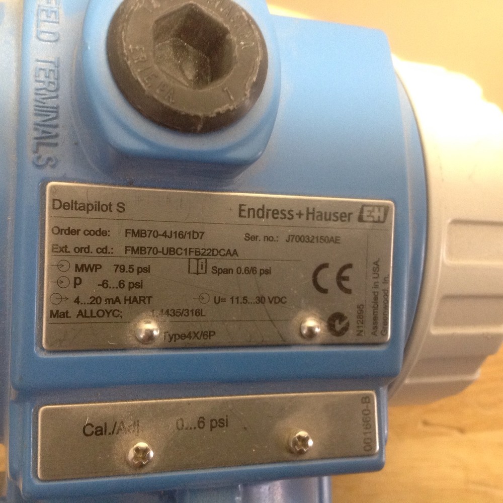 Endress + Hauser Deltapilot S FMB70-4J16/1D7 Level Sensor