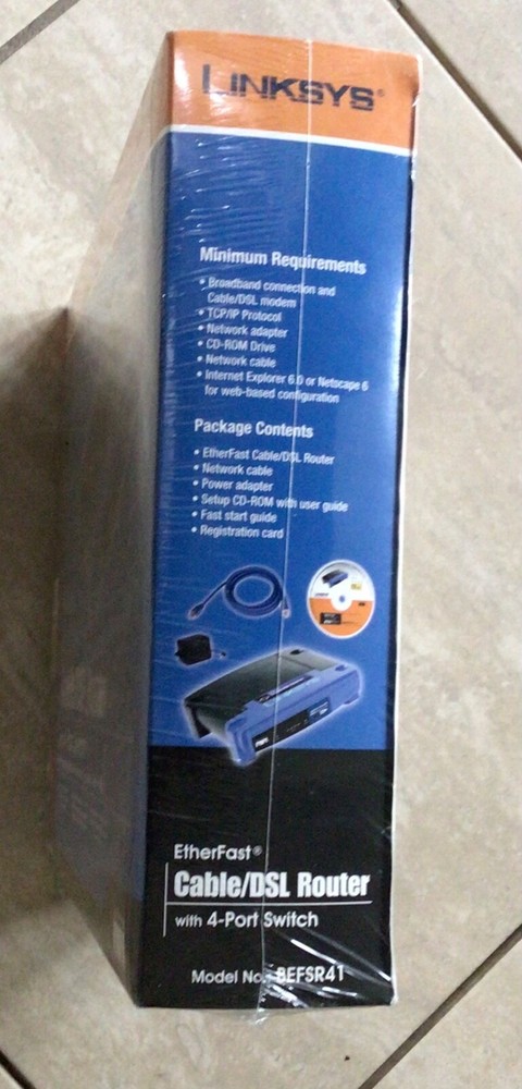 LINKSYS CABLE/DSL ROUTER MODEL NO BEFSR41 WIRED ETHERFAST WITH 4 PORT SWITCH