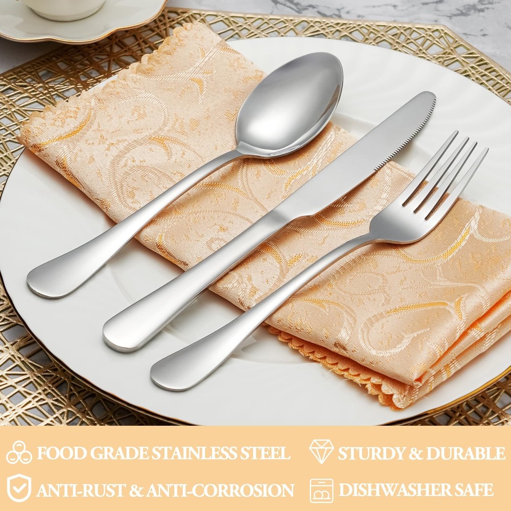 20 Piece Silverware Set Service for 4,Premium Stainless Steel Flatware Set,Mi...