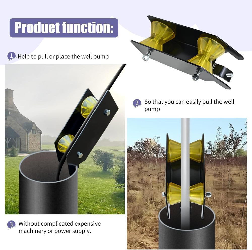 Water Well Pump Pulling Tool and Cable Rollers - Help Pull or Place the Well Pum
