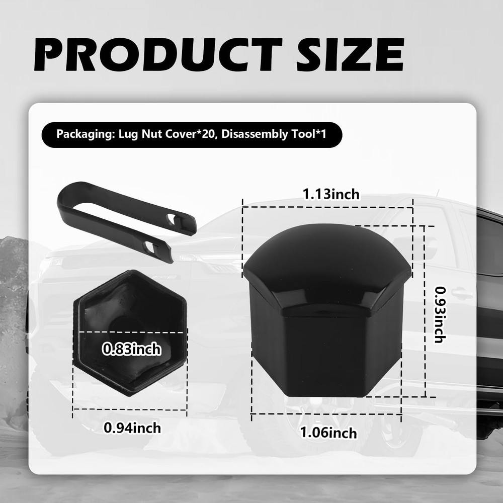 20PCS 21mm Lug Nut Covers – Rust-Resistant w/ Removal Tool