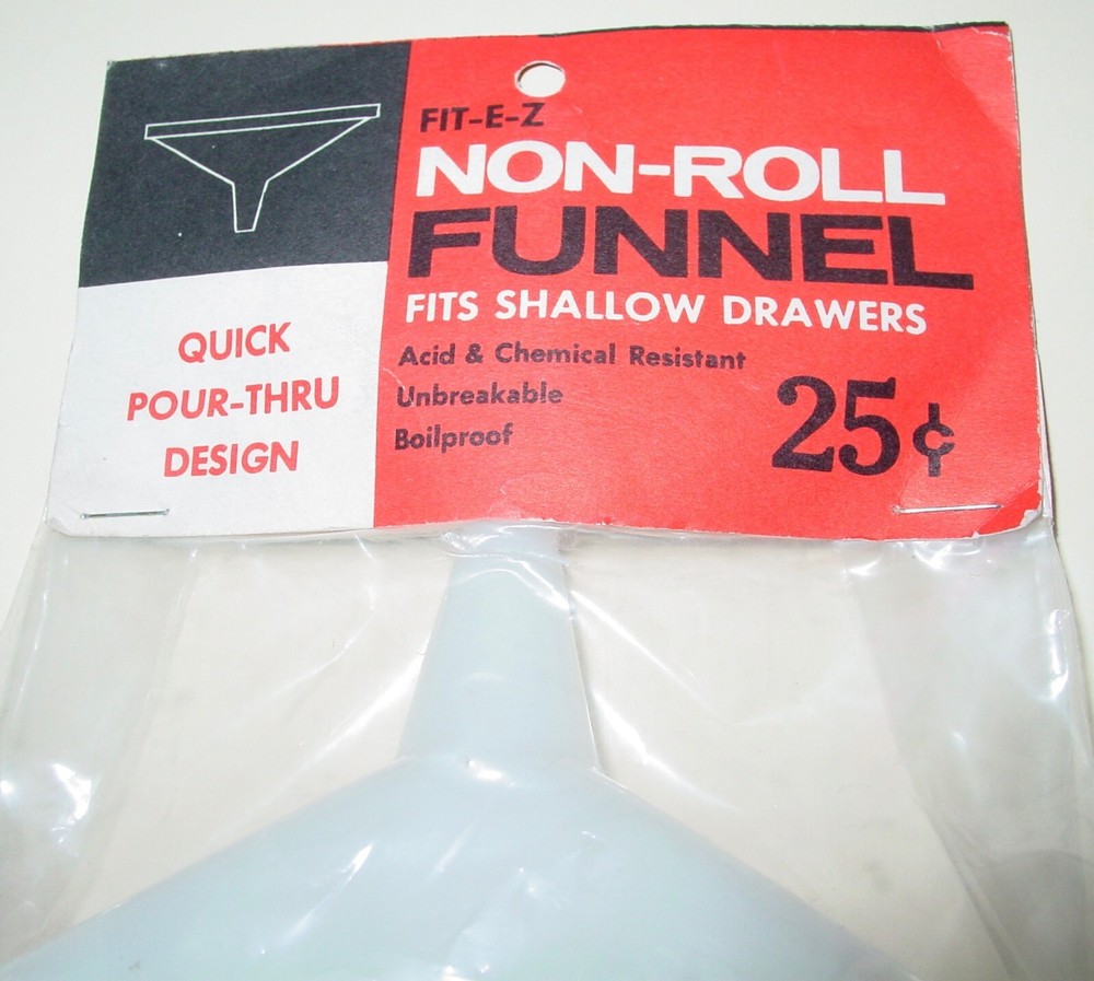 No Roll Funnel Vintage Multi Purpose Use Plastic Kitchen Drawer Hobby USA NOS