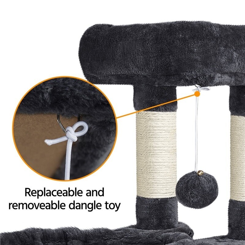 42" Multilevel Cat Tree Tower W/ Condo Perches Scratching Posts Elastic Ball New