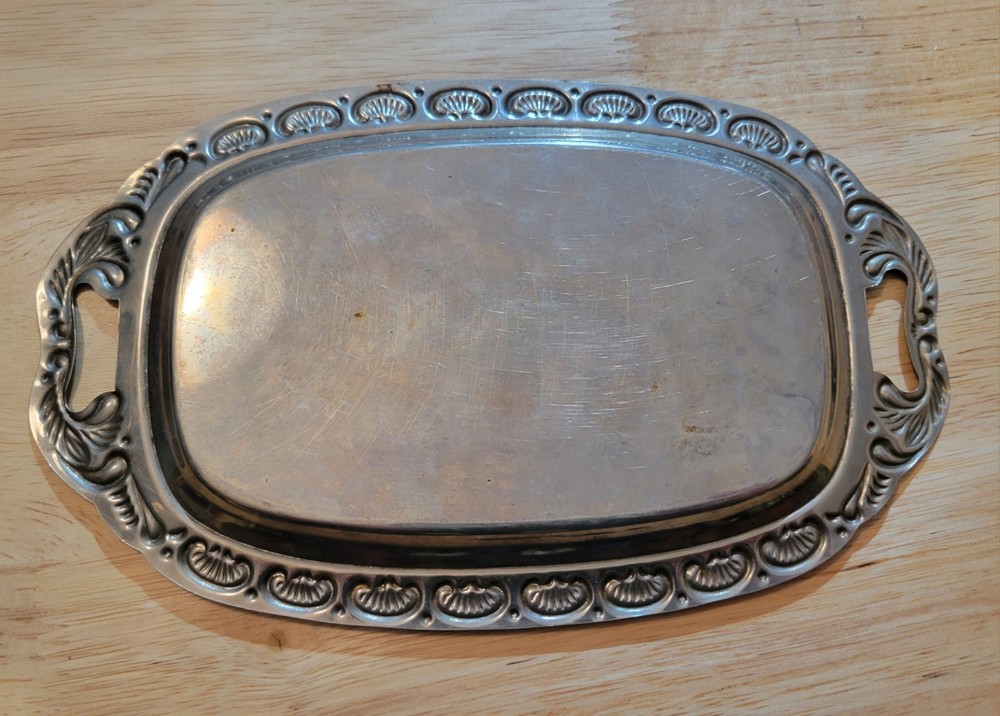 Ornate Silver-Tone Serving Tray