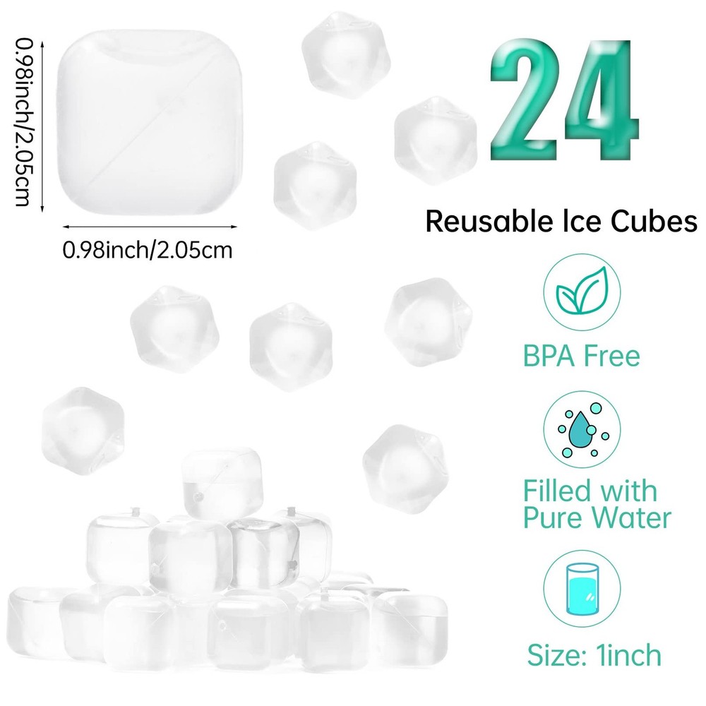 60Pcs Reusable Ice Cubes,Colorful Plastic Ice Cubes,Refreezable Ice Cubes,Non...