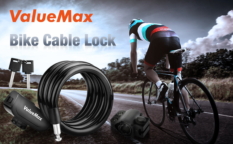 ValueMax 4FT Cable Bike Lock, ABS Lock Shell w/2 Keys & 1 Secure Mount Bracket