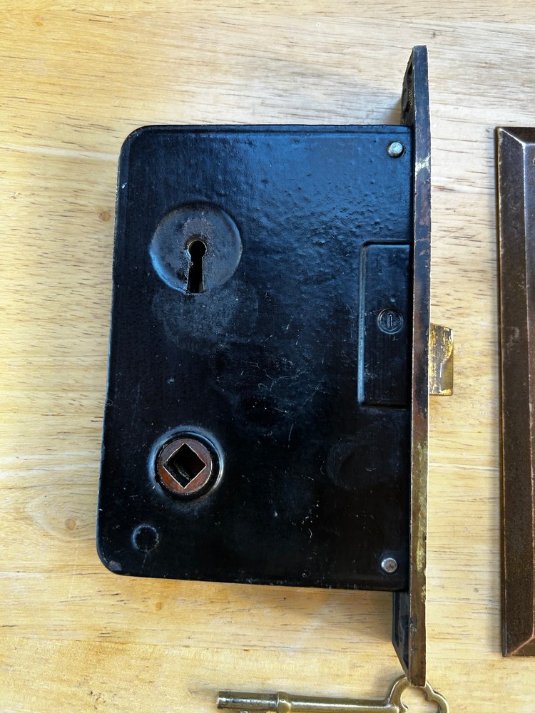 Brass Faced Russwin Mortice Door Lock, Knobs & Backplates, Free S/H