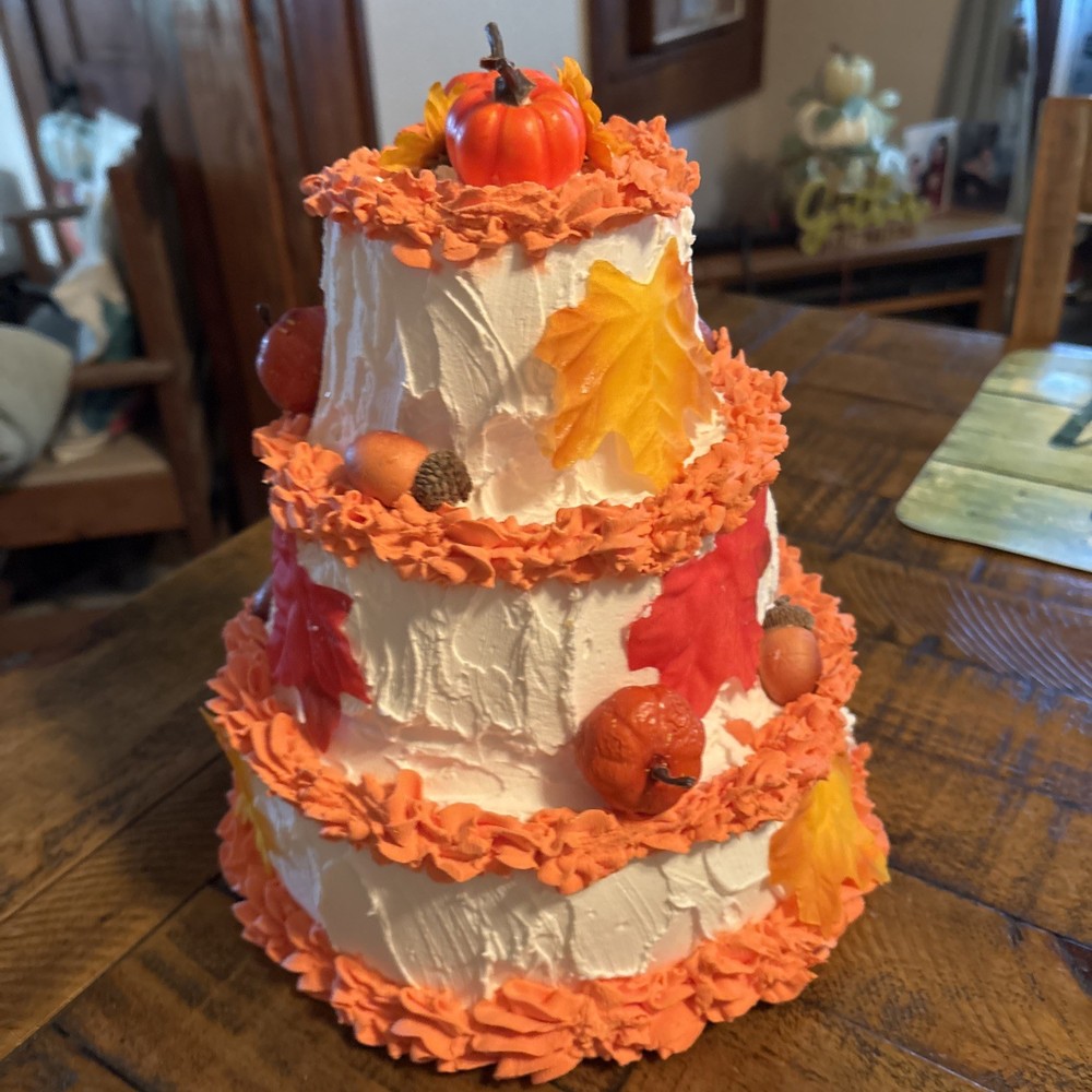 Fake 3 Tier White Fall Cake