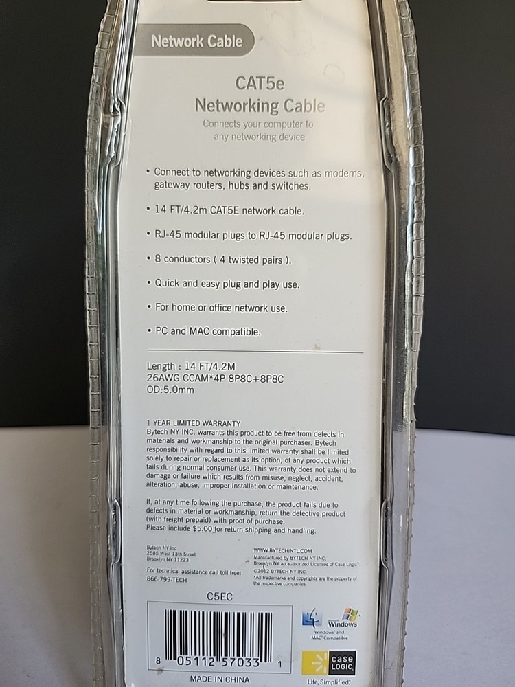 CAT5e Networking Cable 14 Ft. Plug & Play