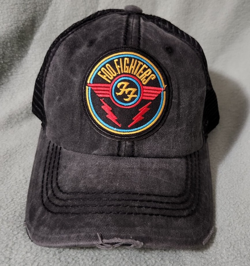 Foo Fighters Distressed Black Mesh Vintaged Trucker FOO FIGHTERS Hat