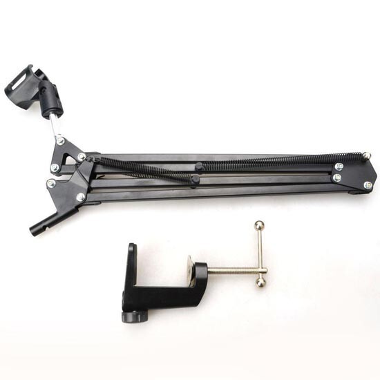 Microphone Stand Suspension Arm Mounting Bracket Black for Studio Broadcast