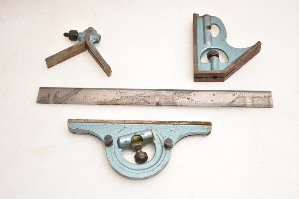 PEC USA 4 Piece Combination Square Protractor Center Finder 12"