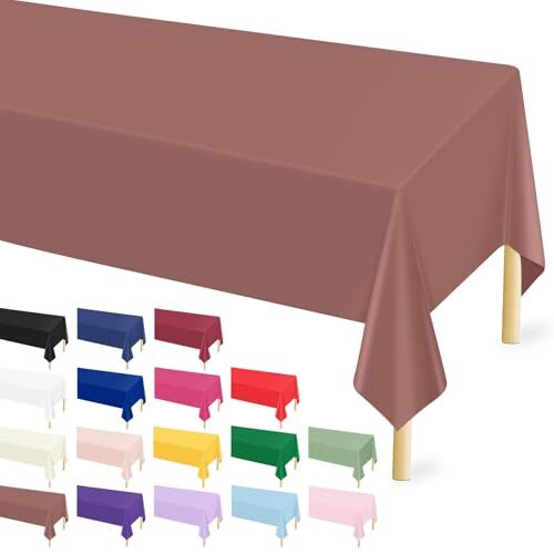 12 Pcs Plastic Tablecloth for Rectangle 54" X 108" Rectangle (12 Pcs) Brown
