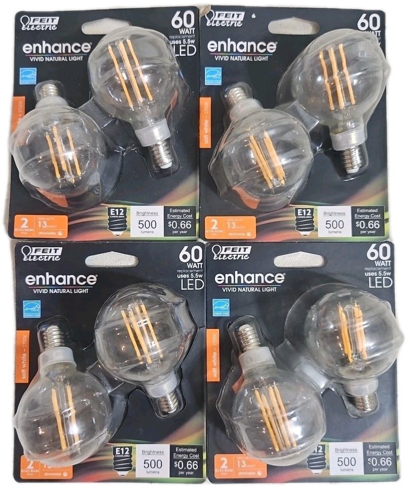 Feit LED 5.5W G16-1/2 E12 Dim (31141)  BPG1640927 / 4 pk-8pc 60w Dimmable