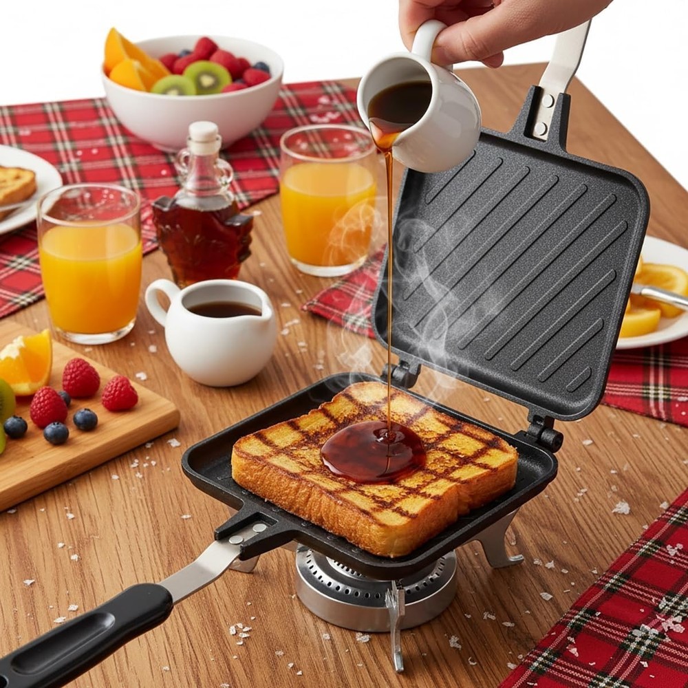 Non-Stick Grilled Sandwich Maker: Lightweight Aluminum Press with Handle
