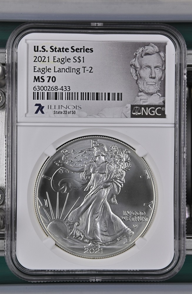 2021 Bullion Silver Eagles NGC MS-70 Eagle Landing T-2