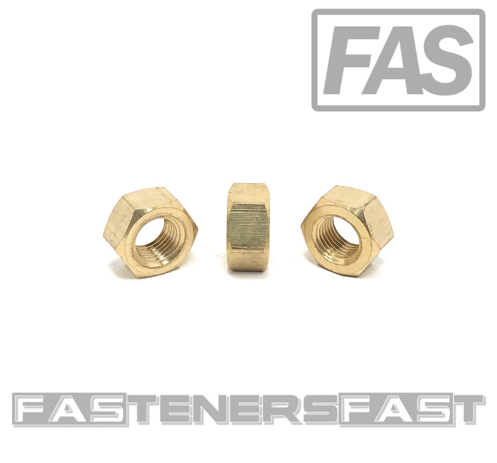 (10) 7/16-20 Brass Finished Hex Nuts - Fine Thread - Solid Brass (10 Pieces)