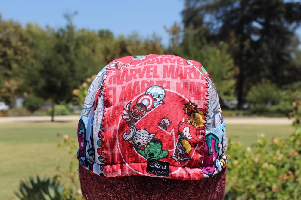 CYCLING CAP MINI MARVEL COMIC 100% COTTON ONE SIZE HANDMADE