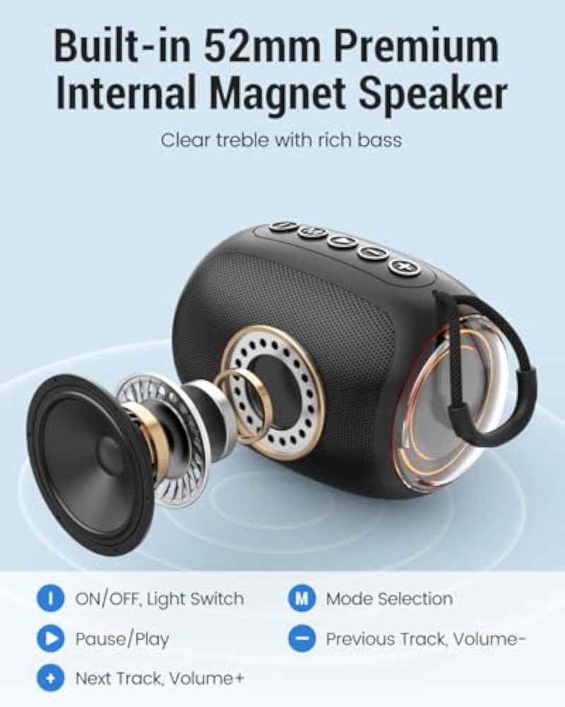 Portable Bluetooth Speaker with 3.5mm AUX Input, AUX Line-in Speaker for PC