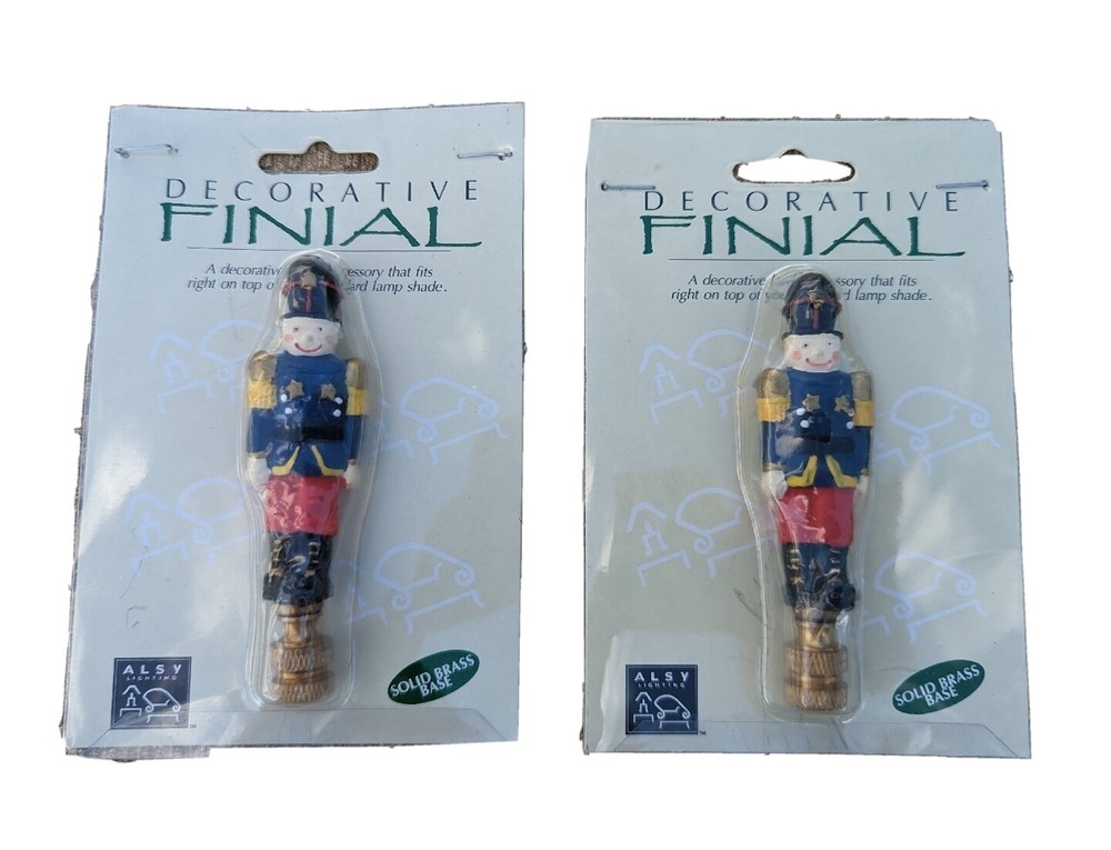 Nutcracker Lamp Finial Decorative SetOf2 Original Package Solid Brass Base aug23
