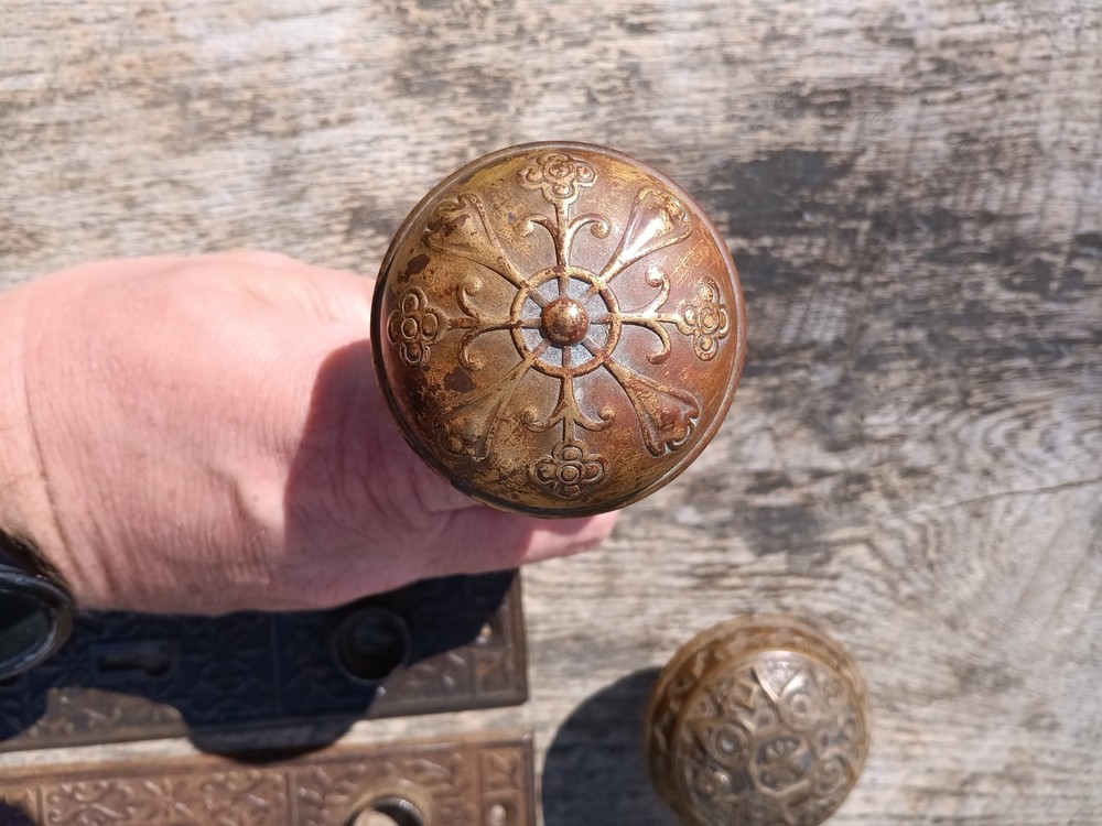 Antique Eastlake Door Knobs, Back Plates