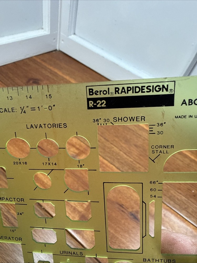Berol RapiDesign ABC Architectural Drafting Template R-22 Bathroom Kitchen