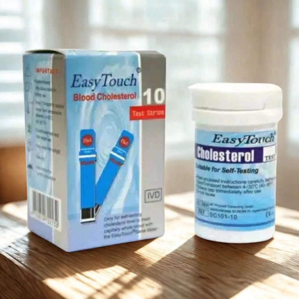 Original New 10 Test Strips Easy Touch For Cholesterol Level Check
