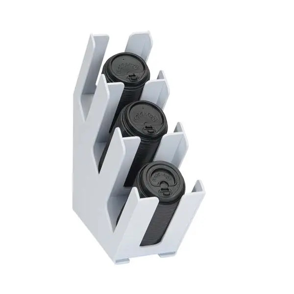 Dispense-Rite LID-3WT White Polystyrene 3-Section Slim Cup & Lid Organizer