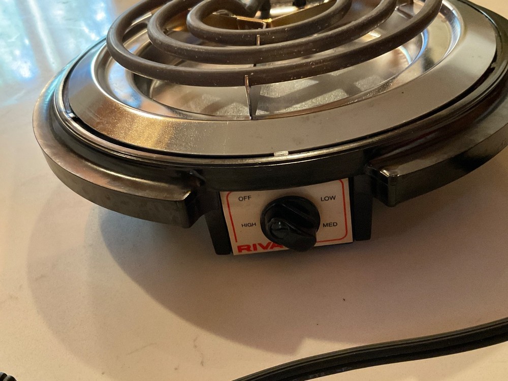 Vintage RIVAL Single Burner Model 607B Black &Stainless 3 Settings Tested