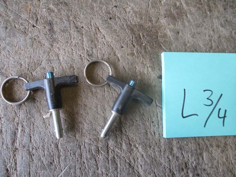 2 NOS Push Button Release Pins, 7/8" Shank, 1/4" Dia, 2.25" OAL