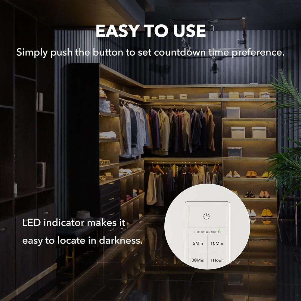 BN-LINK Countdown Timer Switch for Exhaust Fan, Bathroom Fan Light Switch Timer