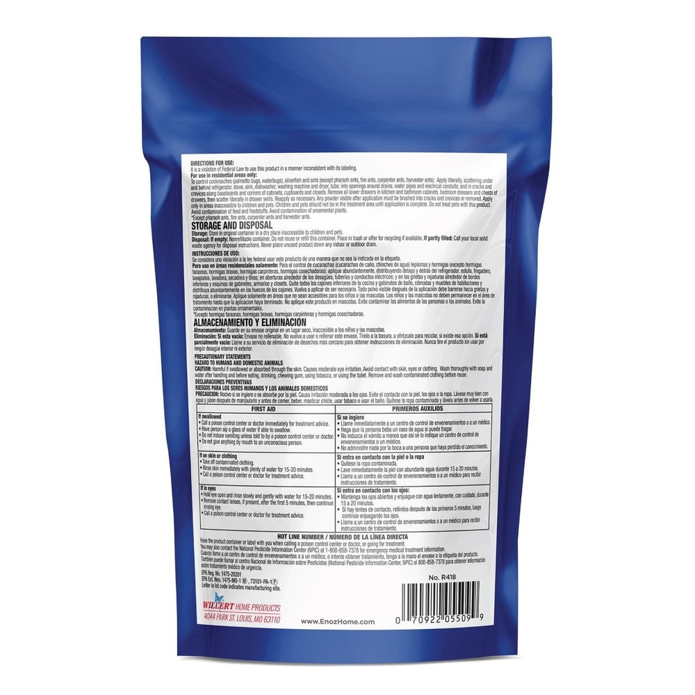 Enoz Roach Away Boric Acid Powder, Roach Killer, 18 oz Pouch