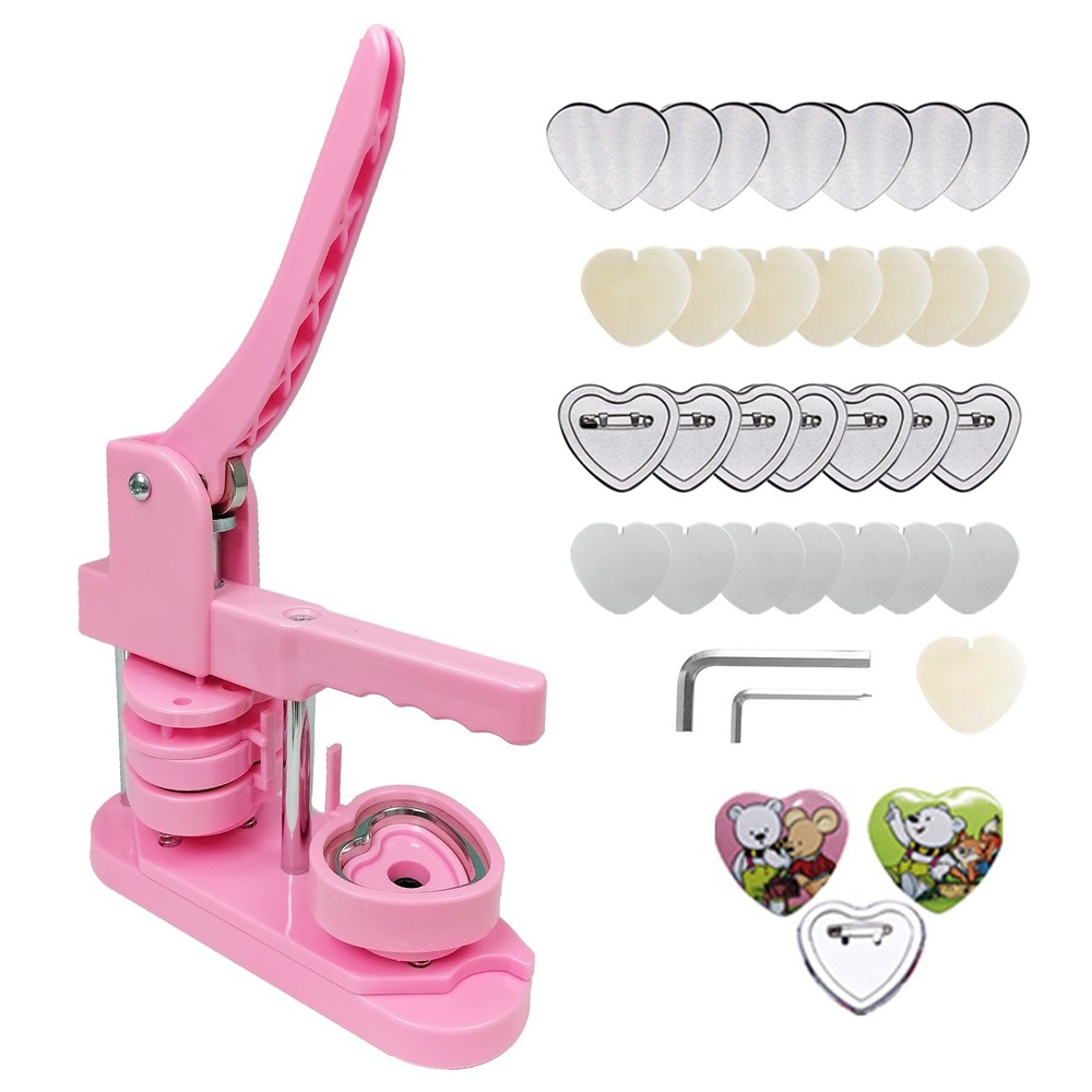 Heart-Shaped Button Maker Machine, DIY Pin Button Maker Press Machine Kit