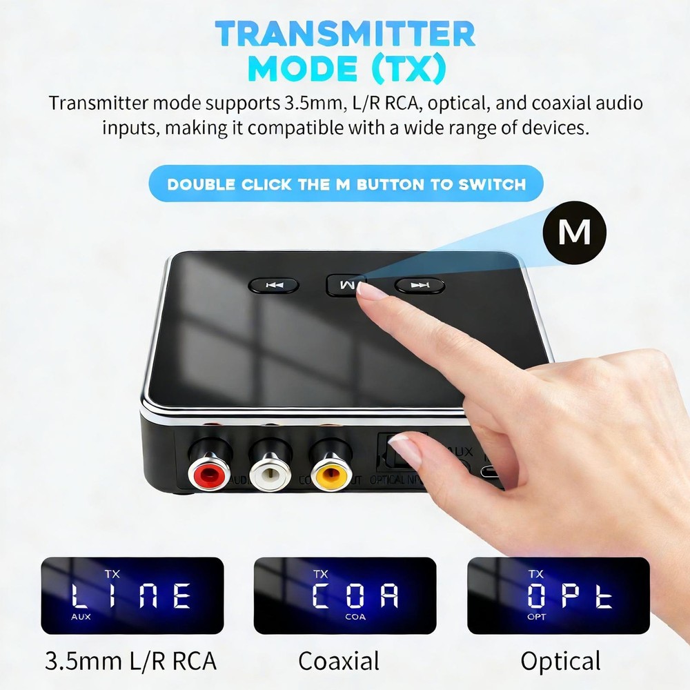 Bluetooth 6.0 Transmitter & Receiver Wireless Adapter For Home Stereos