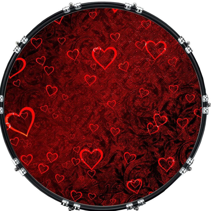 20" Custom Bass Kick Drum Front Head Graphic Graphical Hearts