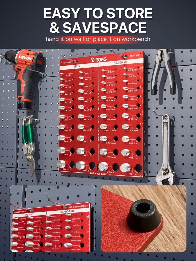 Thread Checker, 44 Nut and Bolt Thread Checker, Bolt Size and Thread Gauge 22...