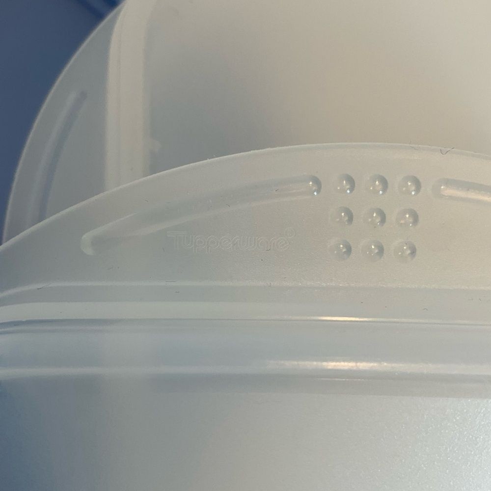 TUPPERWARE Stackable Container Set 3 Clearish Containers 1 Blue Lid