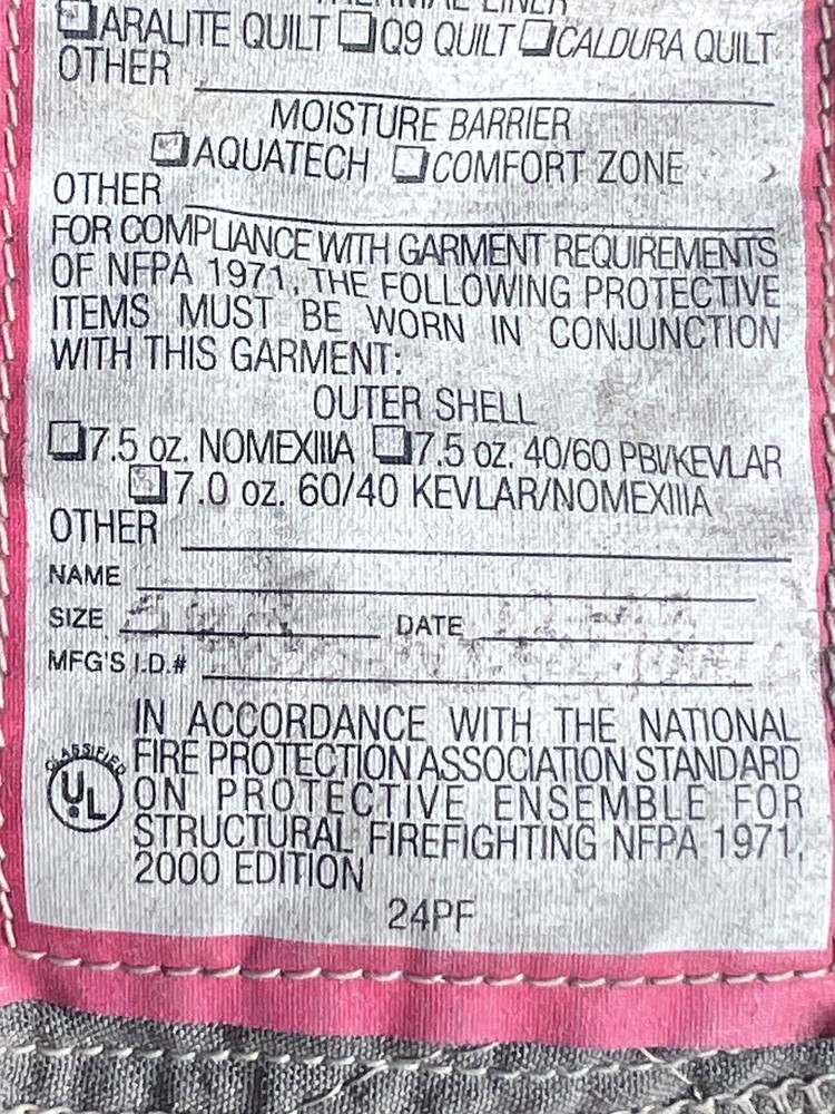 AUTHENTIC FIRE MASTER Firefighter TURN OUT JACKET 2005 Size 56R