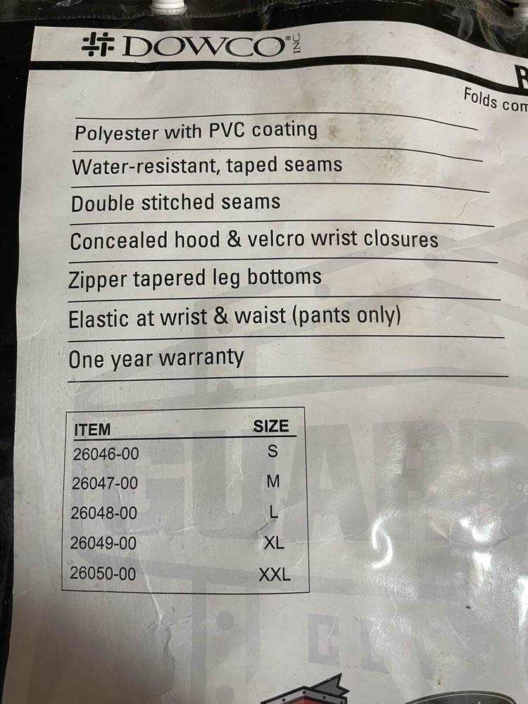 Dowco Motorcycle Rainsuit New XL
