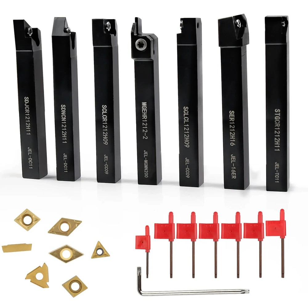 21Pcs Lathe Carbide Inserts Tool & Holder Wrench Mini Lathe Set Turning Tooling