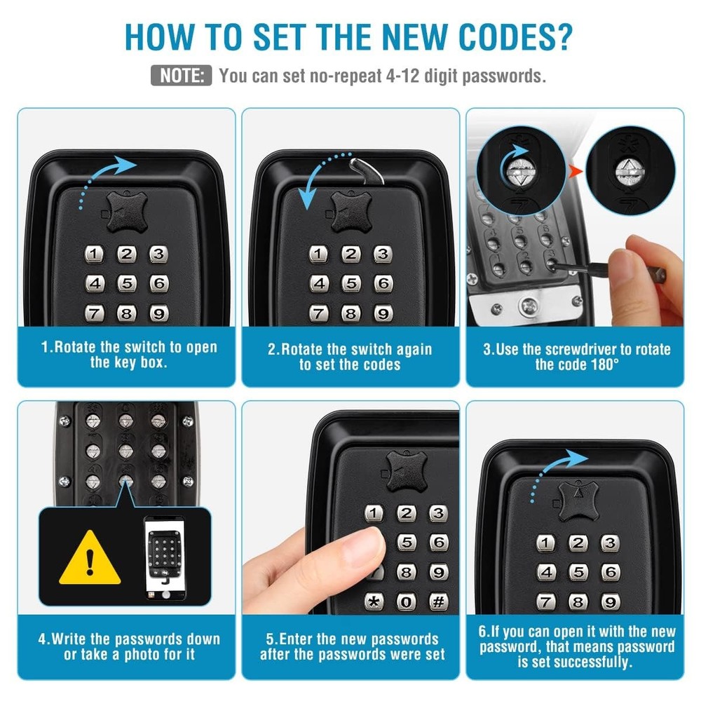 Key Lock Box Wall Mount with Code, Key Lock Box for Outside, Waterproof Key S...