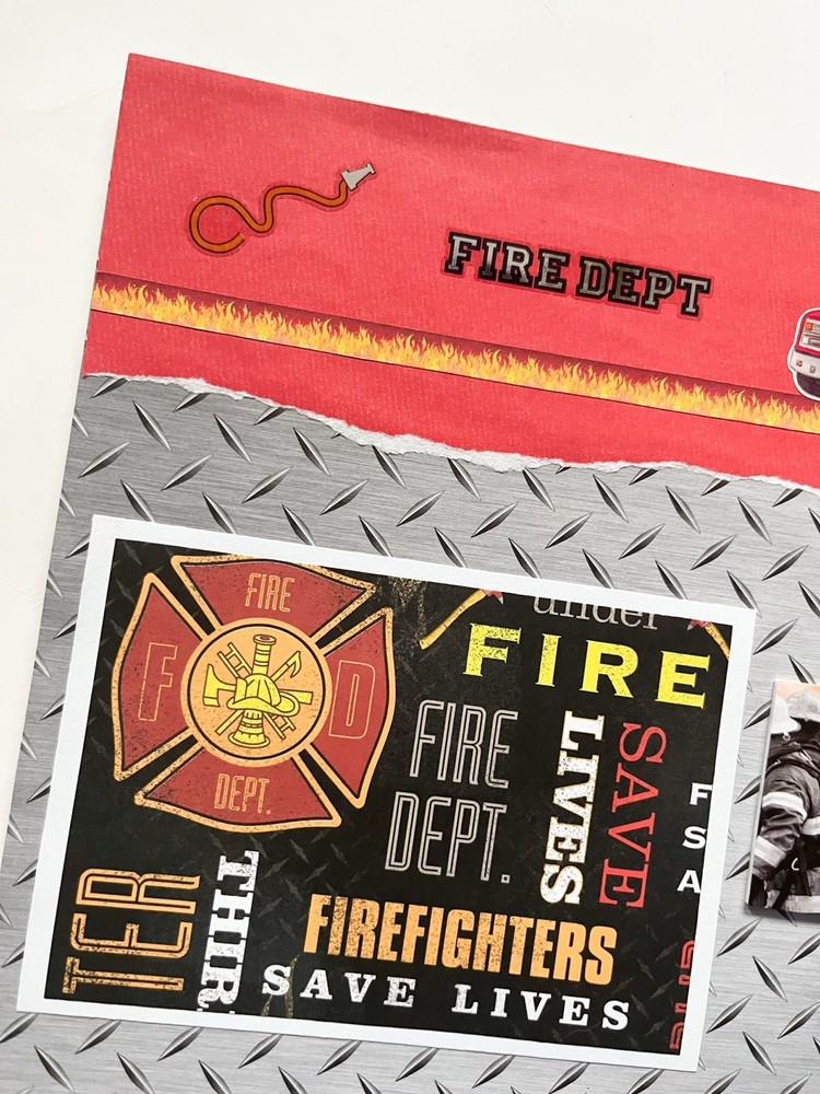 Fireman Scrapbook pages, Firefighter Layouts, Fireman Scrapbook Layout