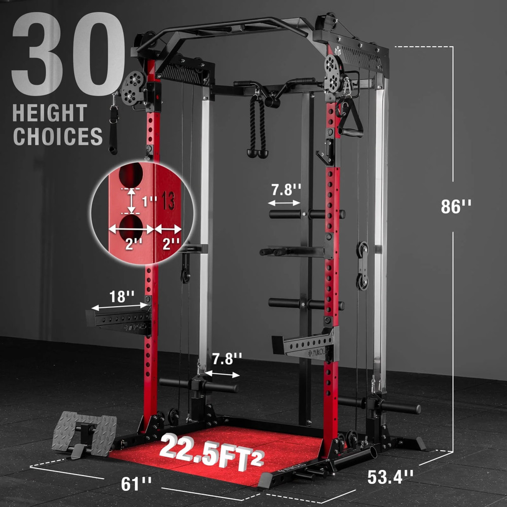 Power Cage Multi Functional Power Rack 2000LB Dual Pulley Cable Crossover System